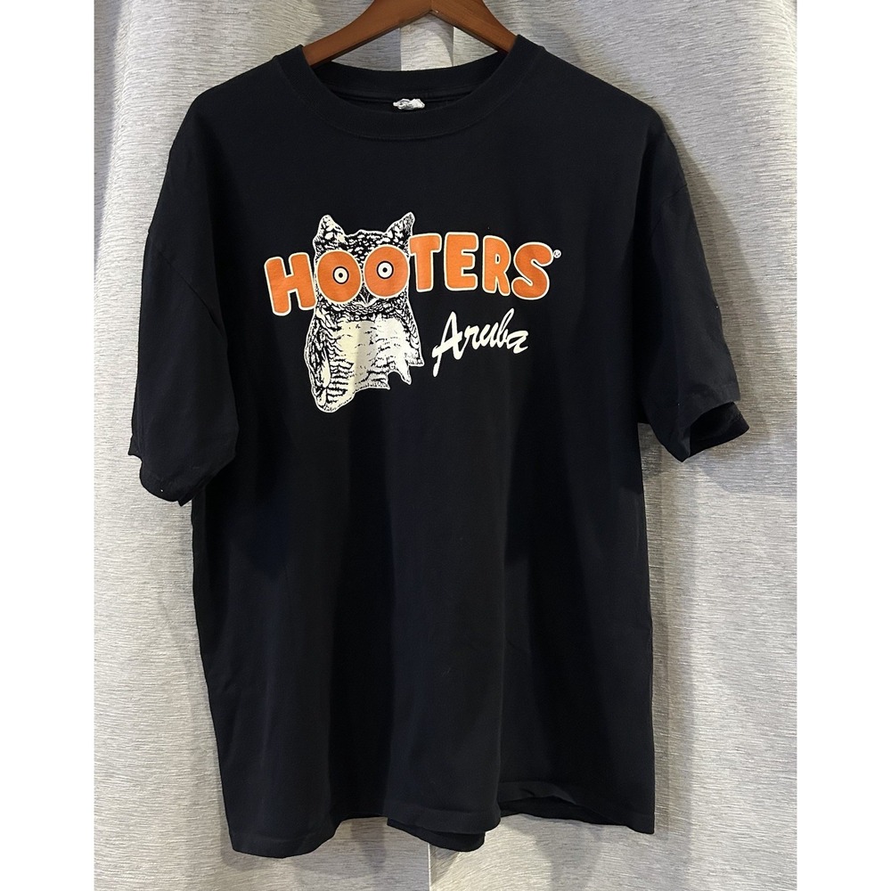 Vintage HOOTERS‎ Aruba Black Short Sleeve T-Shirt Size XL